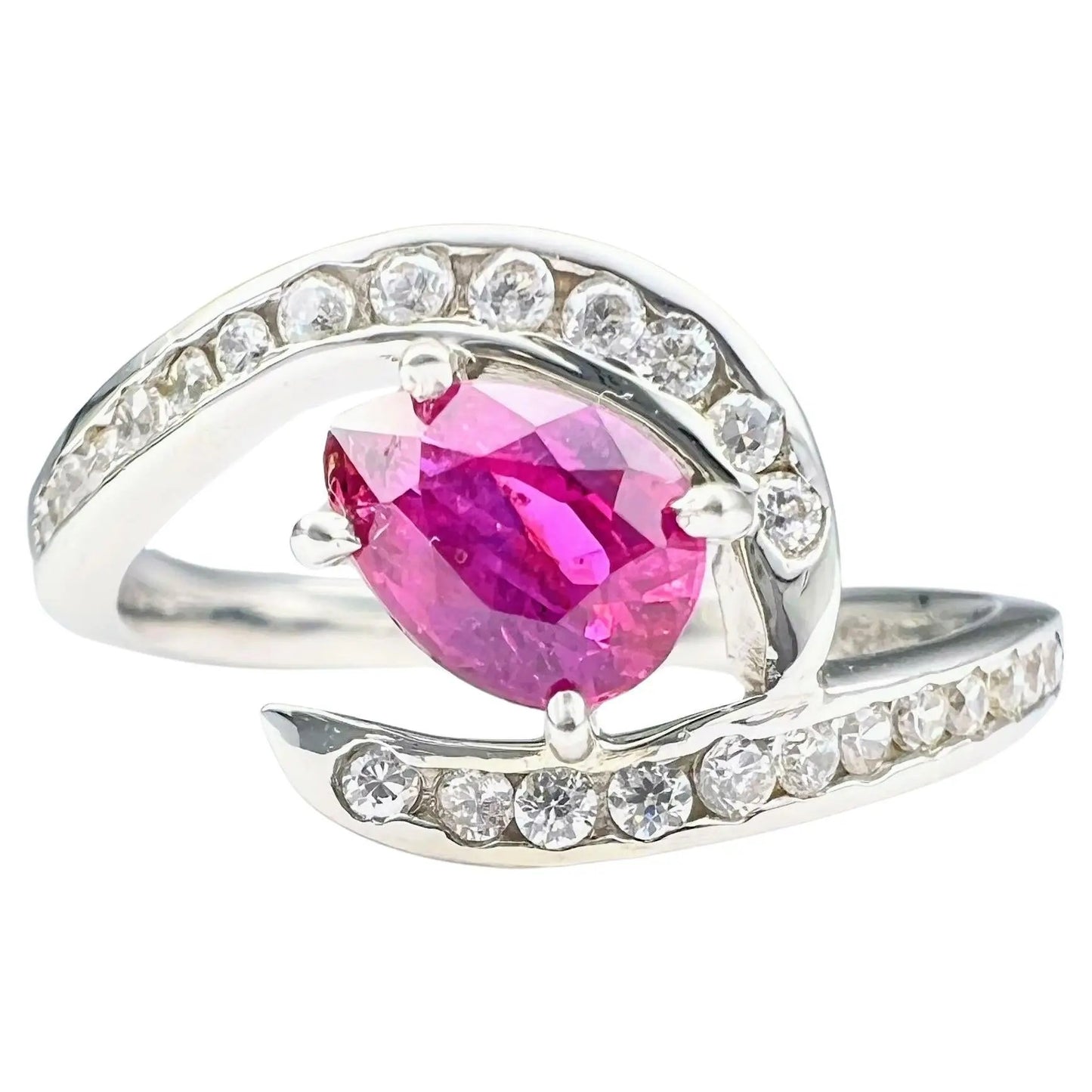 1.5ct Pear Cut Natural Pink Sapphire Ring