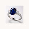 3ct Oval Natural Blue Sapphire and Diamond Platinum Ring