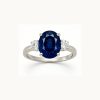 3ct Oval Natural Blue Sapphire and Diamond Platinum Ring